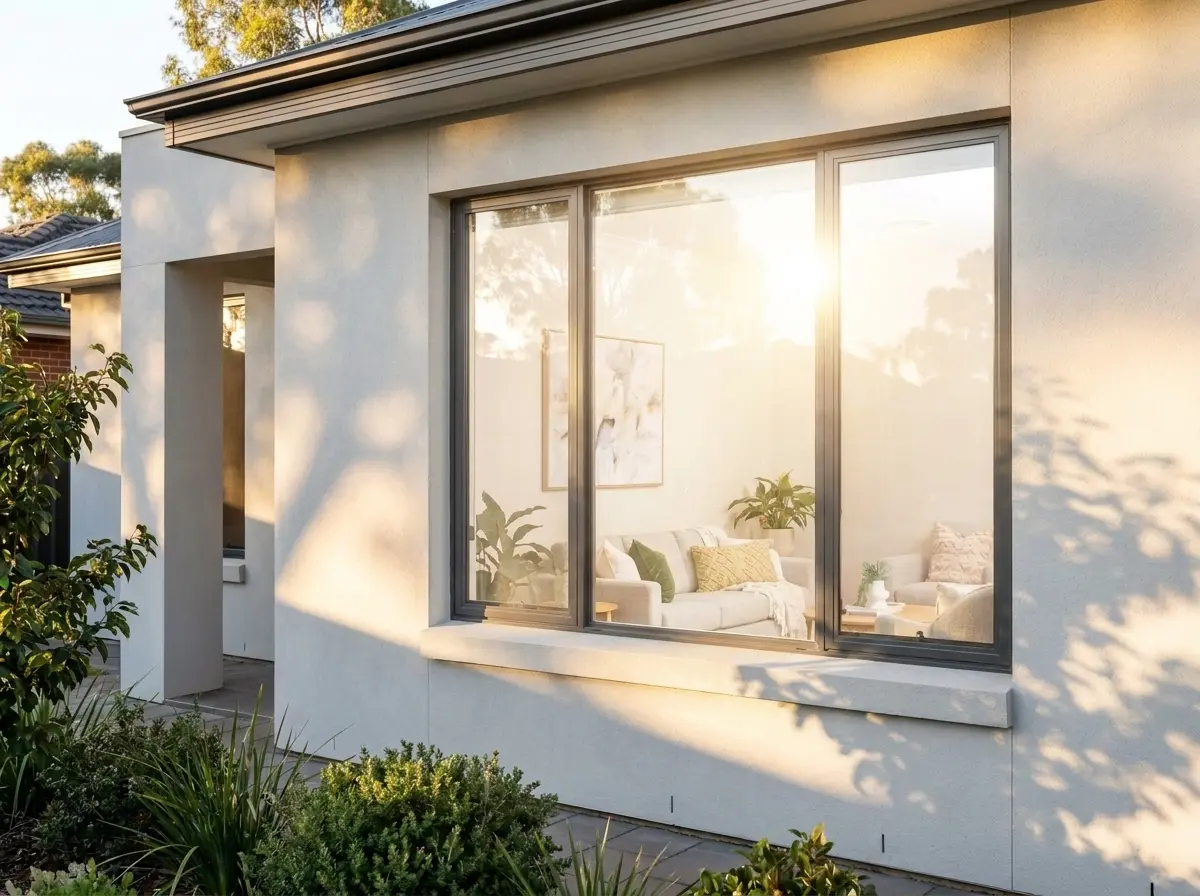 A bare Adelaide window with no shading or security, illustrative